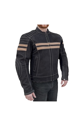 The Biker Jeans Retro Wax Black Korumalı Motosiklet Deri Montu