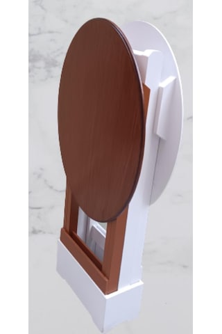 Çanta Zigon Sehpa Oval Model İkili Takım Ahşap Mdf Ceviz Ve Beyaz Renk Uyumu El Yapımı