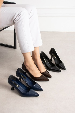 Dabab Shoes Belen Kahve Kadın Kırışık Rugan Sivri Burun 7 Cm İnce Topuklu Stiletto Ayakkabı Kahverengi