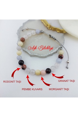 Vaoov Aşk Tılsımlı Doğal Taşlı Gümüş Bileklik