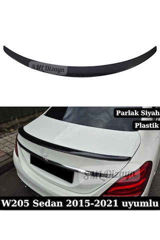 Mercedes W205 Amg Spoiler Spoyler Çıta Parlak Siyah Plastik 2015-2021 Sedan Uyumlu