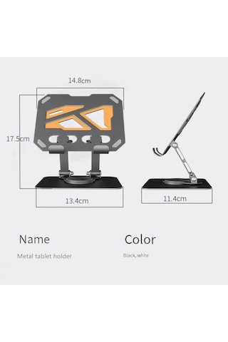 Metal Premium 360 Derece Dönebilen Tablet & Telefon Standı Aşağı Yukarı Yönlü Tutucu