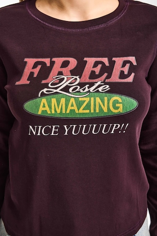 Itsbasic Kadın Kahve Bordo W5 Free Amazing Baskılı Tasarım Sweatshirt