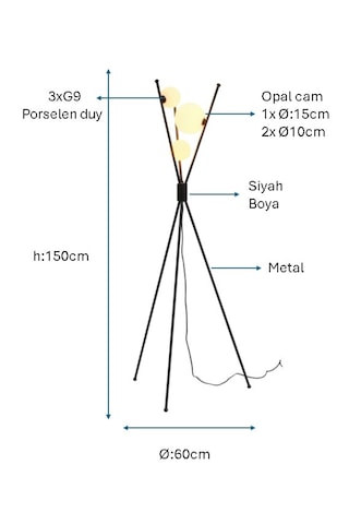 Siyah Boyalı Lambader Plc-1205-l-bsy