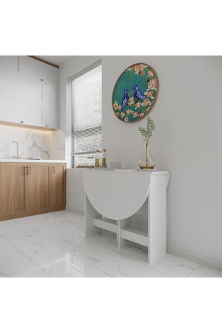 Pratik Katlanır Mutfak Yemek Çalışma Masası - 6 Kişilik-%100 Mdf