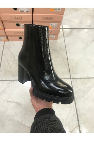 Platform Vegan Deri Kırışık Rugan Bot Siyah