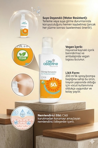 Cire Aseptine Spf50+ Güneş Koruyucu 200 Ml 2 Adet