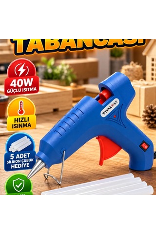 40w Sıcak Silikon Tabancası 5 Silikon Çubuklu Hızlı Yapıştırma Seti