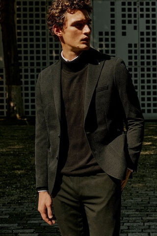 AC&Co / Altınyıldız Classics Erkek Slim Fit Dar Kesim Mono Yaka Casual Ceket Siyah