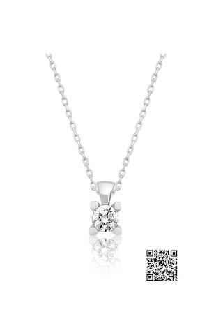 Papatya Silver Swarovski® Tektaş Kolye Rodyum Kaplama 925 Ayar Gümüş - SUVPS00002