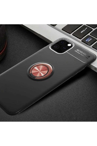 Apple Uyumlu iPhone 11 Pro Kılıf Zore Ravel Silikon Kapak Siyah-Rose Gold