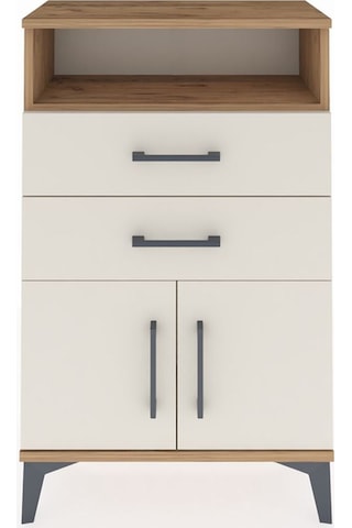 Arges Komodin Tek Raflı 2 Çekmeceli 2 Kapaklı 60x30x96 Çam-ay... Çam