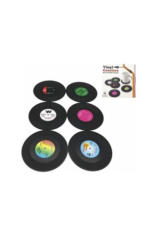 Ruicoo "6 Adet Retro Vinil Plak Bardak Altlığı - Kaymaz, Yıkanabilir" Diğer