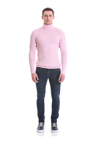 Hatemoğlu Pembe Slim Fit Fitilli Balıkçı Yaka Yünlü Triko Kazak 34232023a0 Pembe