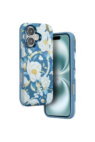 Durukar Apple, Uyumlu iPhone 16 Flower Series Magsafe Kapak - Mavi