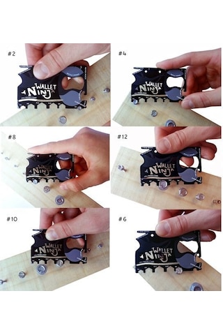 Ninja Wallet Ninja Kamp Çakısı 18 İn1 Multi Tool Kit Survival Kit Çok Renkli