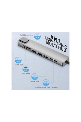 Type-c Hub Dönüştürücü Çevirici Çoklayıcı Usb Hdmı Micro Sd 8 Girişli