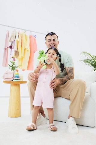 Defacto Askılı Kırışık Dokulu Kısa Tulum Kız Bebek H4273a526smpn171 Pembe-pn171