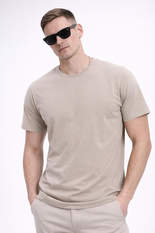 Freemen Erkek/unisex Bisiklet Yaka Basic Tişört %100 Pamuk-371 Bej