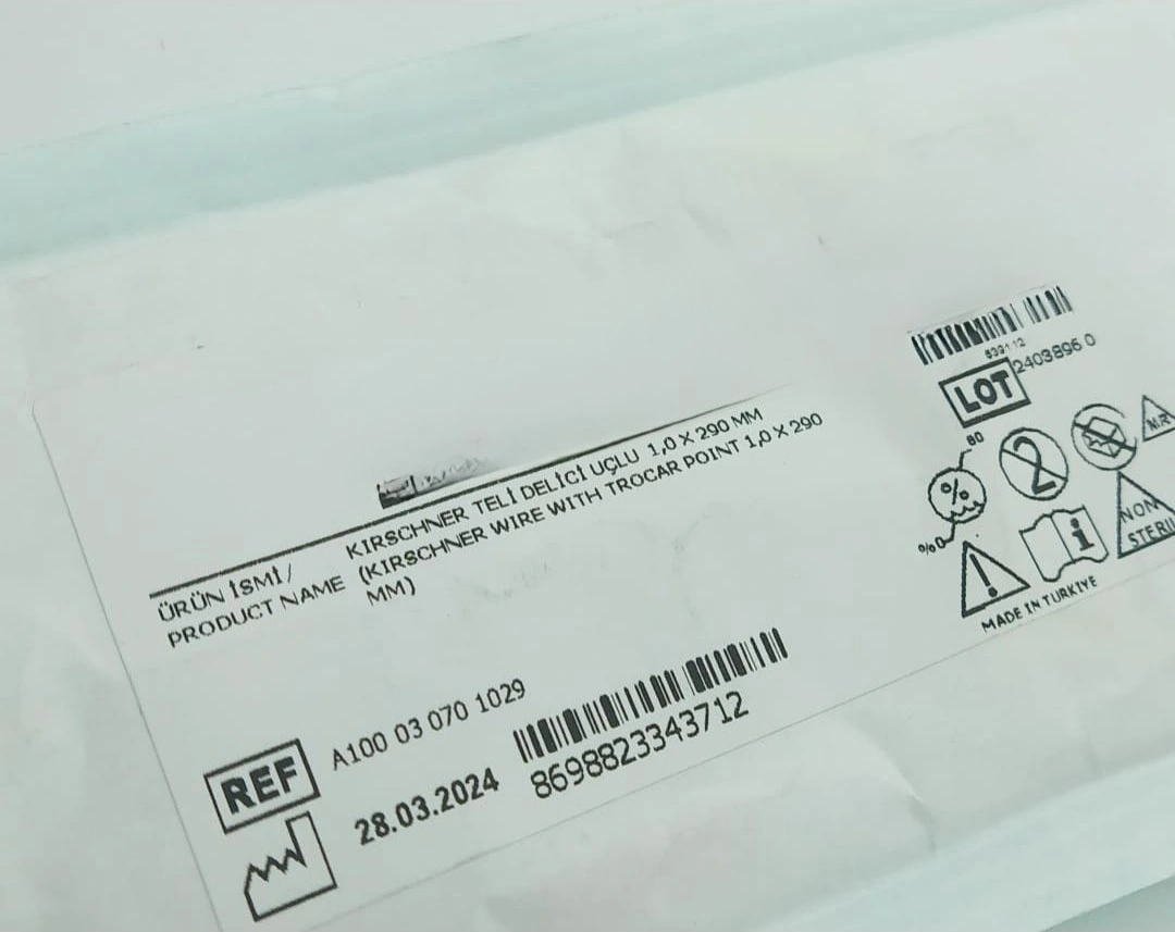 Kirschner Teli Delici Uçlu 1,0x290mm Steril Paketli Cerrahi Eğitim Ve Uygulama Materyali Çok Renkli