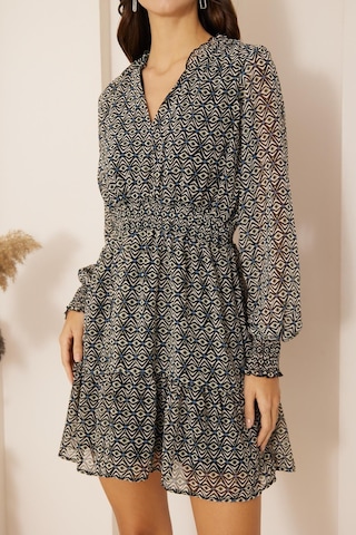 Darlin Moda Mavi Desenli Mini Şifon Elbise Dm1027 Mavi