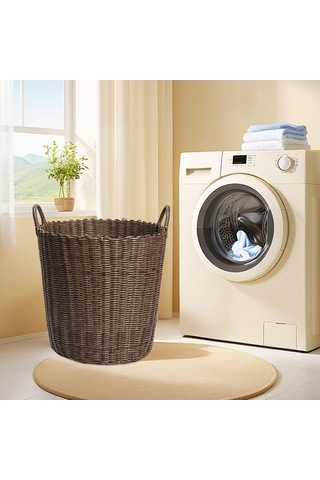 Pazly Suntek El Dokuması Taşınabilir Çamaşır Sepeti - Kahverengi Kahverengi