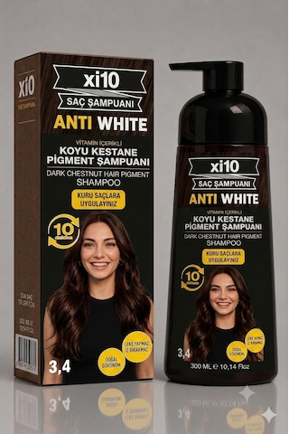 Xi10 Beyaz Kapatıcı Koyu Kestane 3.4 Saç Beyaz Kapatan Hızlı Şampuan Beyaz Saçlar İçin 300 Ml. Xi10 Beyaz Kapatıcı Koyu Kestane 3.4 Saç Beyaz Kapatan Hızlı Şampuan Beyaz Saçlar İçin 300 Ml.