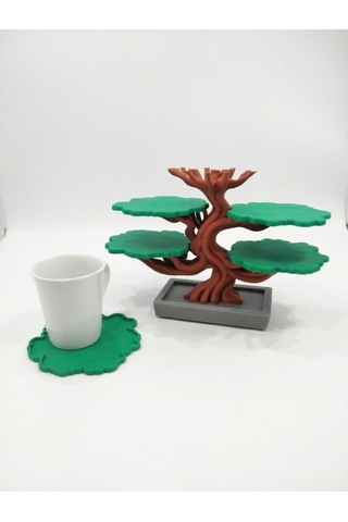Bonsai Ağacı Bardak Altlığı Set 5'li Dekoratif Yaprak Bardak Altlığı Stand - Modern Mutfak Aksesuar Diğer