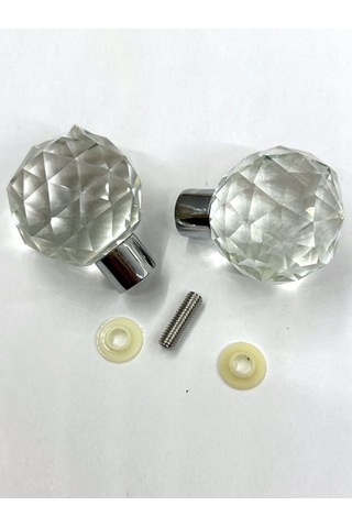 Cam Kristal Cam Kapı Kulp Delik Çapı 10mm Gümüş - Şeffaf