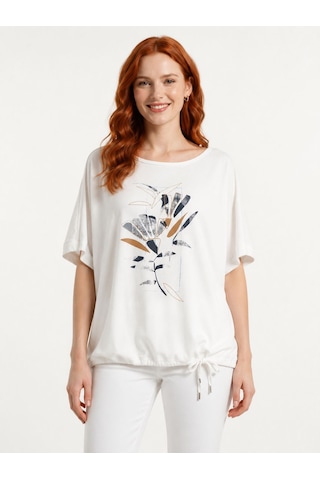 Neden Tekstil Kadın Baskılı Relaxed T-shirt - Beyaz