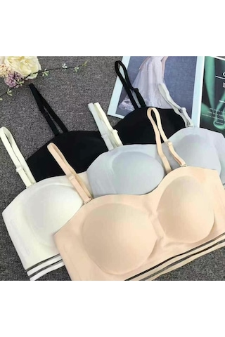 Straplez Büstiyer Sütyen Konforlu Hiç Yok Hissi Veren İz Yapmaz Lazer Kesim B Cup Dolgusuz Telsiz Beyaz