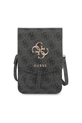 Guess Lisanslı Omuz Çantası Askılı Mıknatıs Kapaklı 4G Desen 4G Logolu 5 Hazneli Gri