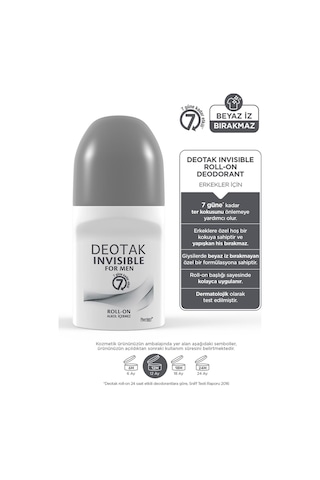Deotak Invisible Erkek7 Güne Kadar Etkili Roll-On Deodorant 35 ML