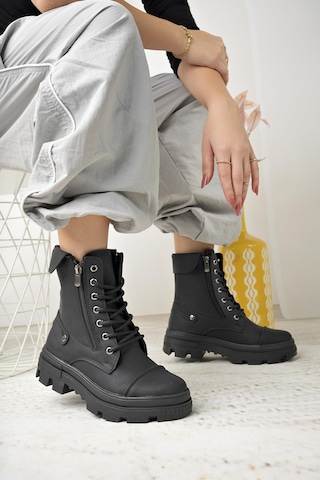 Nesil Shoes Neyna 1337 Siyah Zümrüt Bağcıklı Kadın Bot-siyah Zümrüt Siyah - Zümrüt
