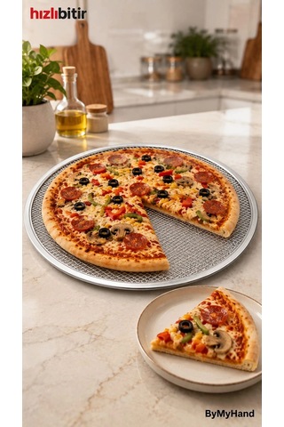 Bymyhand Metal Sanayi Tipi Profesyonel Pizza Tepsisi 36 Cm Çok Renkli