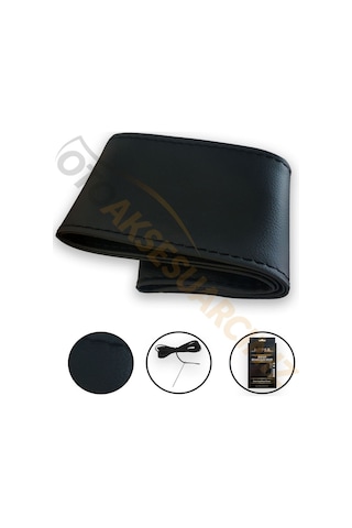 Mefsa 95Mm 38Cm Siyah Deri-Siyah Ip Dikme Direksiyon Kılıfı