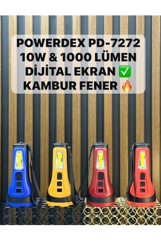 Powerdex Pd-7272 Profesyonel 10 W &1000 Lümen Ekran Şarjlı El Feneri Çok Renkli Powerdex Pd-7272 Profesyonel 10 W &1000 Lümen Ekran Şarjlı El Feneri Çok Renkli