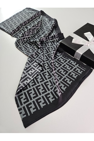 Miorel Scarfs F Desen İthal Vual İpek Şal Aksesuar Fular Silk Scarfs Shawl Hijab Gri