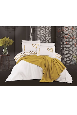 Goldroom Ahenk 7 Parça Pamuklu Pike Takımı. Hardal