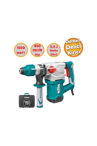 Total TH115326 Kırıcı Delici Darbeli Matkap 1500 W Kömürlü Ahşap Metal Beton Elektropnömatik Delme Kırma Makine