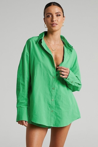 Seeh Yeşil Oversize Basic Kadın Gömlek Sh268