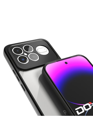 Xiaomi Poco F8 Ultra Kılıf Kenarları Silikon Kamera Korumalı Şeffaf Arka Yüzey Pürüzsüz New Roll Kapak Siyah