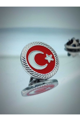 Yörük Tasarım Türk Bayrağı Fasetli Yaka Rozeti Gümüş