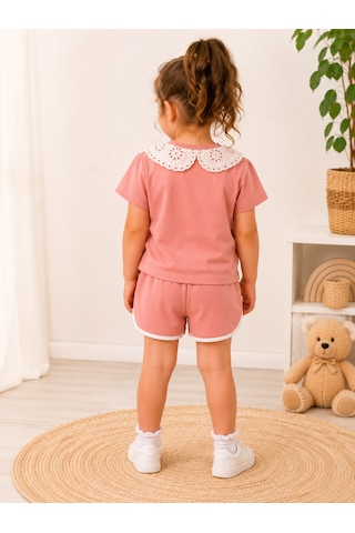 Tucankids Kız Çocuk Pembe Yakalı Baskılı İkili Takım