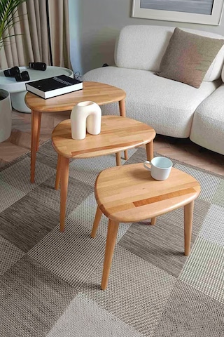 Fawdecor Amorphous 3'lü Zigon Sehpa Seti Naturel