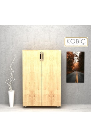 Kobiç Ofis Dosya Dolabı Kilitli Tam Kapak Suntalam Dolap 70x35x115 Cm Meşe Meşe