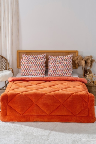Rivaistanbul Kiremit Loura Çift Kişilik Çift Taraflı Lüx Wellsoft Yorgan 195x215 Cm Kiremit