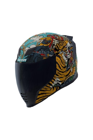 Icon Airflite Edo Mıps Kapalı Motosiklet Kaskı Siyah Mavi Gri Turuncu Siyah - Mavi