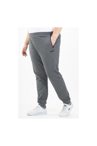 Maraton Sportswear Büyük Beden Erkek Ribana Paça Basic Antrasit Melanj Eşofman Altı 22343-Antrasit Melanj