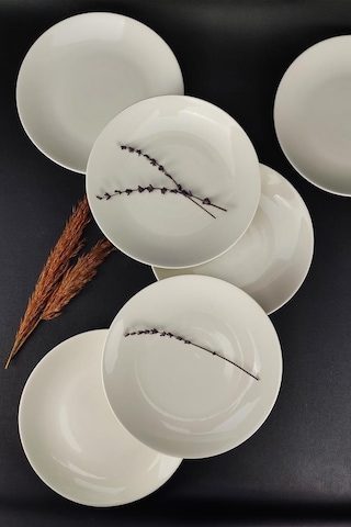 Digithome 6'lı Deniz Form Servis Tabağı Seti 24 Cm Krem Tl4034835 C320.225